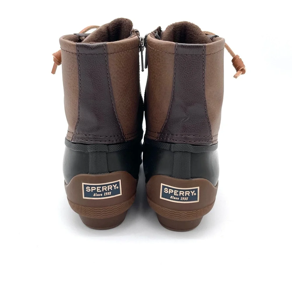 Sperry Saltwater Duck Boot Leather Womens 7.5 Brown Black STS80524 Weatherproof